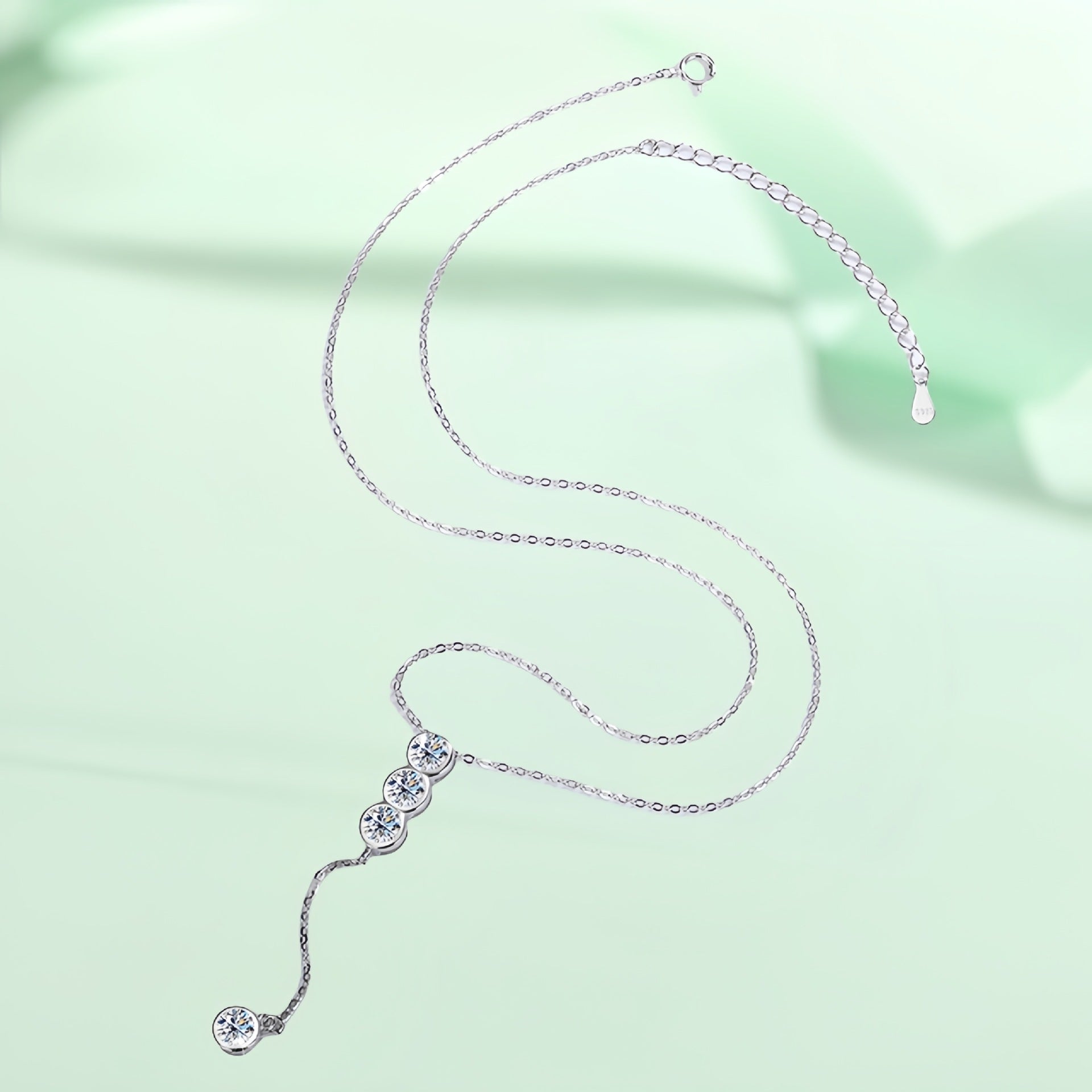 2CT Moissanite Long Bezel Round Cut Necklace