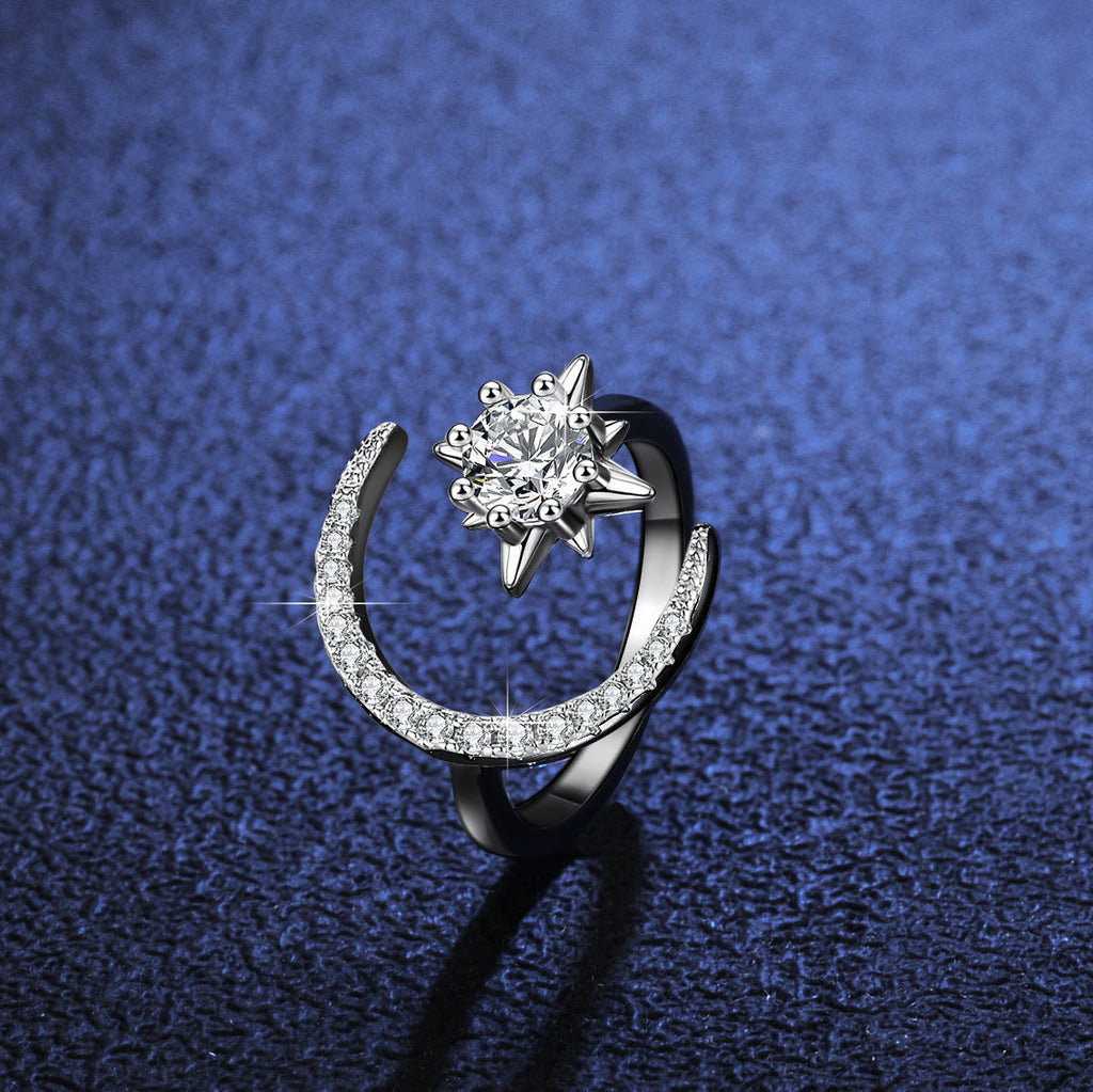 Moon Shape 1CT Moissanite Ring