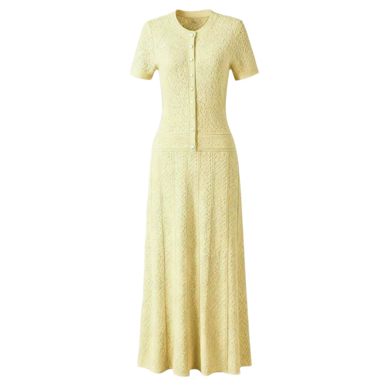 Sandro French Retro Short Sleeve Eyelet Knit Dress