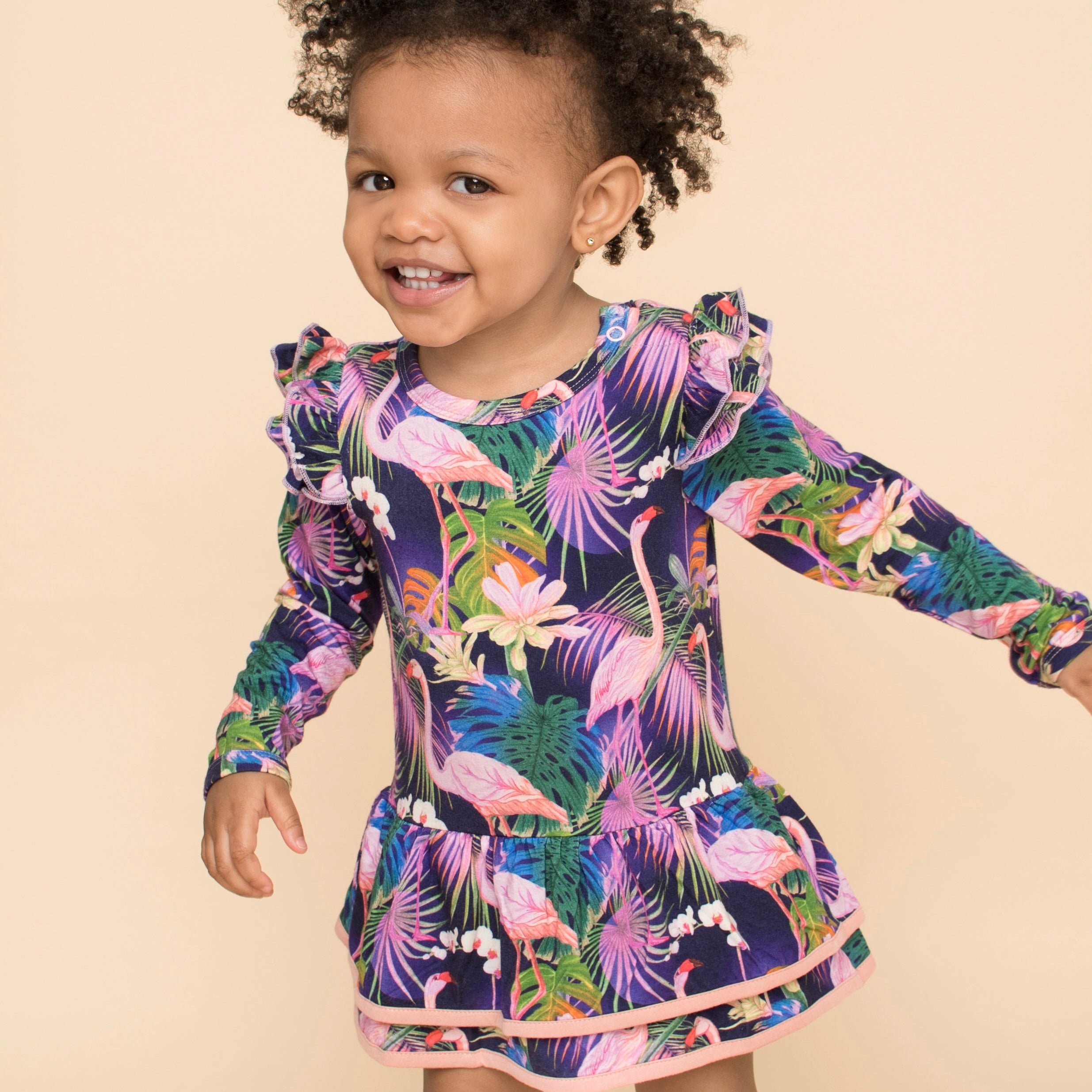 Bodysuit Twirl Dress - Neon Flamingo