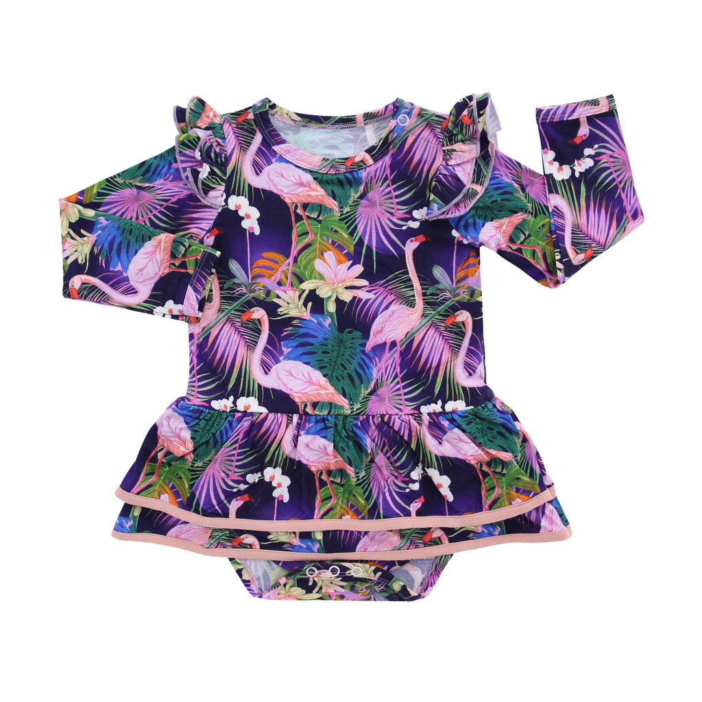 Bodysuit Twirl Dress - Neon Flamingo