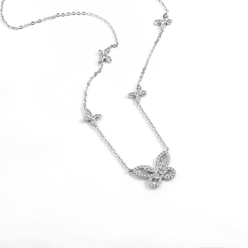 VCA Diamond Butterfly Flower Necklace