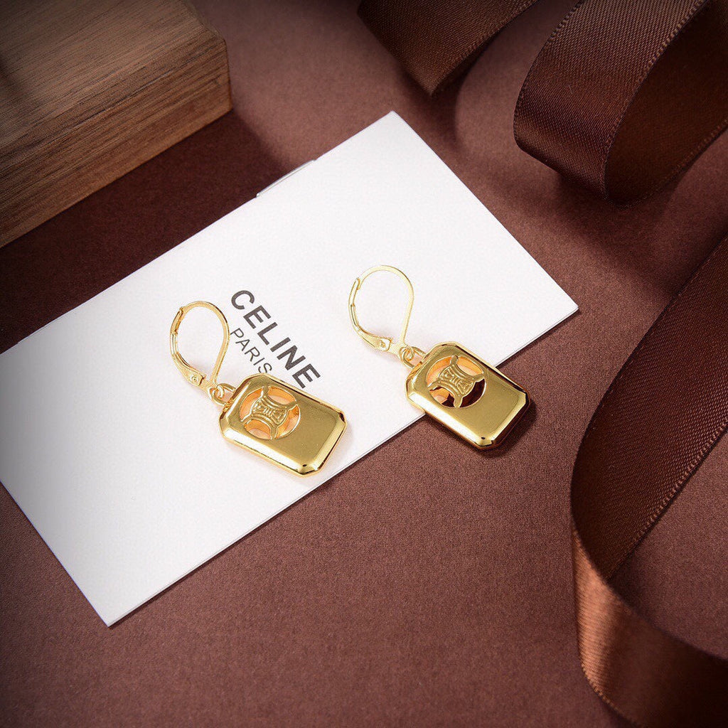 18K Celine Square Hoops Earrings